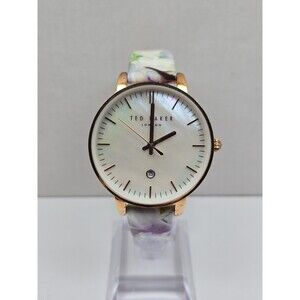 Ted Baker Womens Rose Gold Spring Floral Leather Date Watch MOP 40mm New Battery